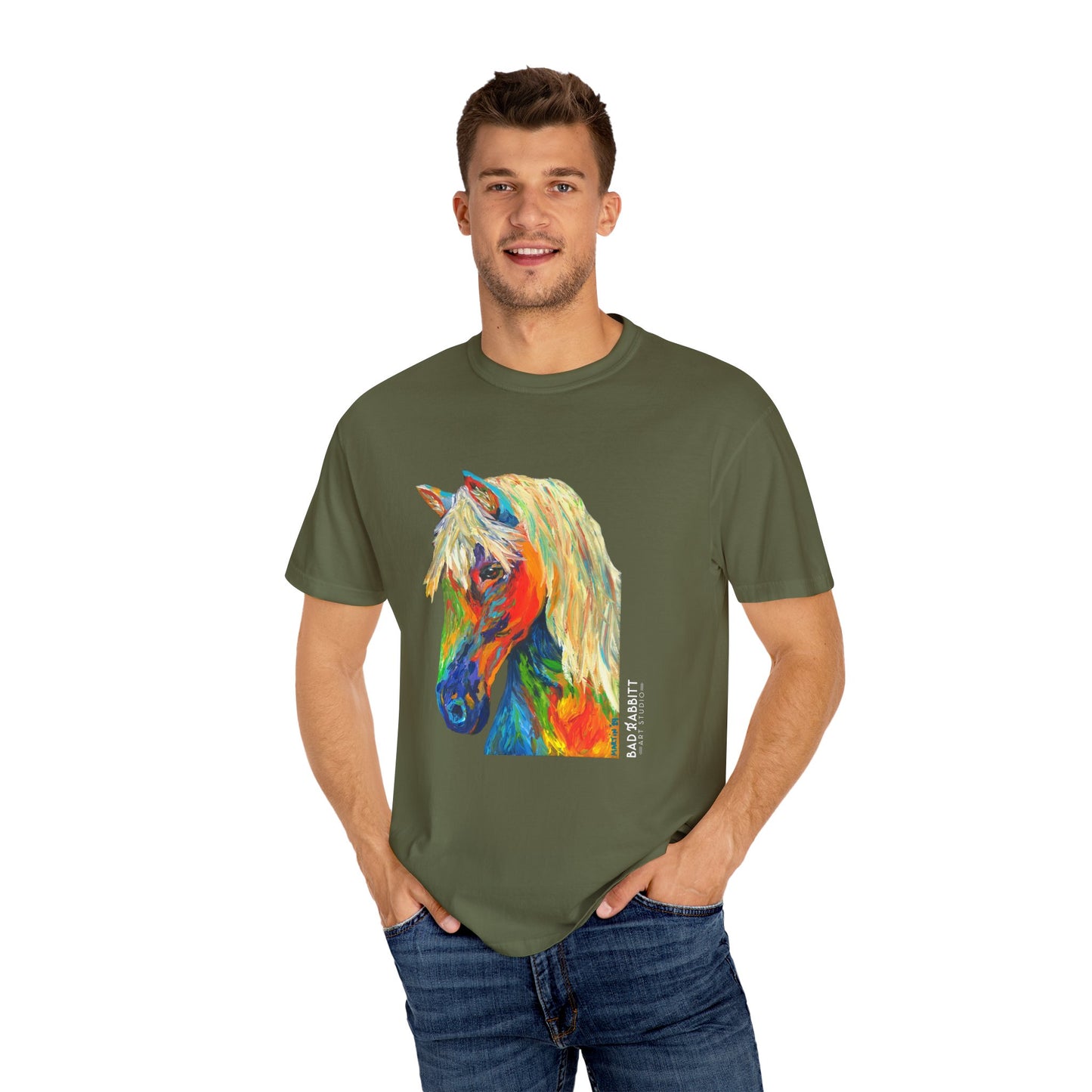 Rainbow Horse Unisex Garment-Dyed T-shirt