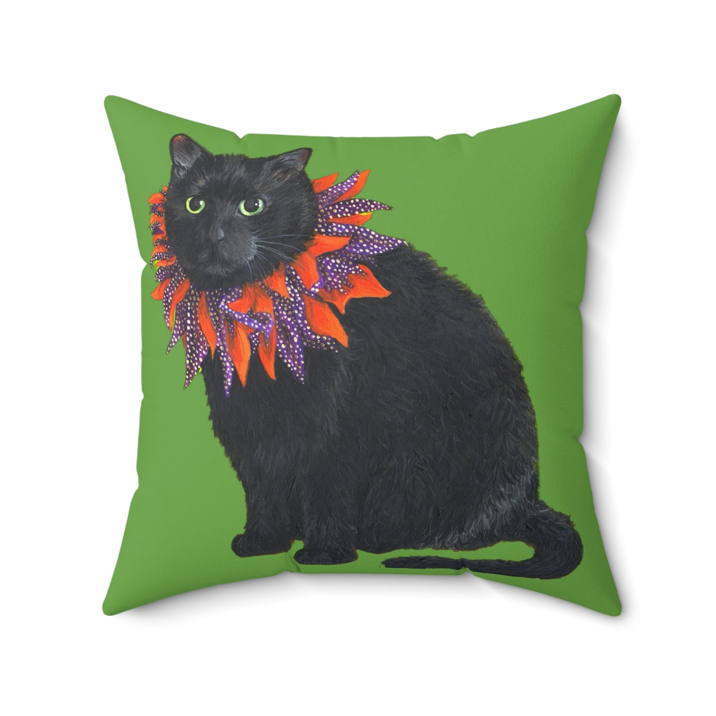 12 the Magical Halloween Cat Spun Polyester Square Pillow