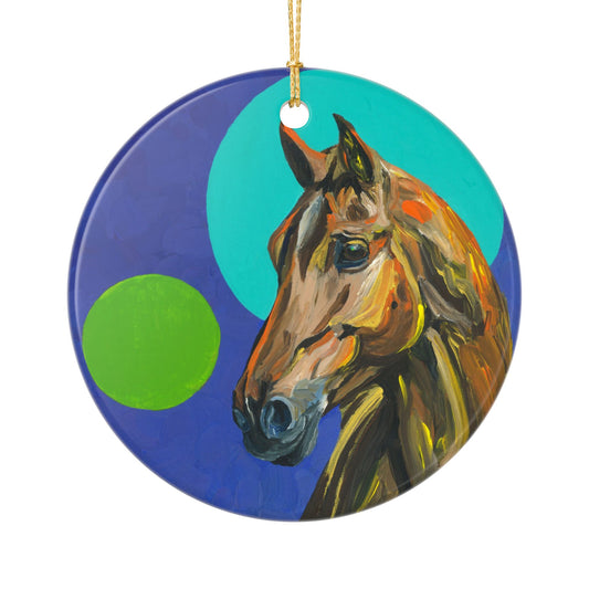 Brown Horse Ceramic Ornament (2-Side Print)