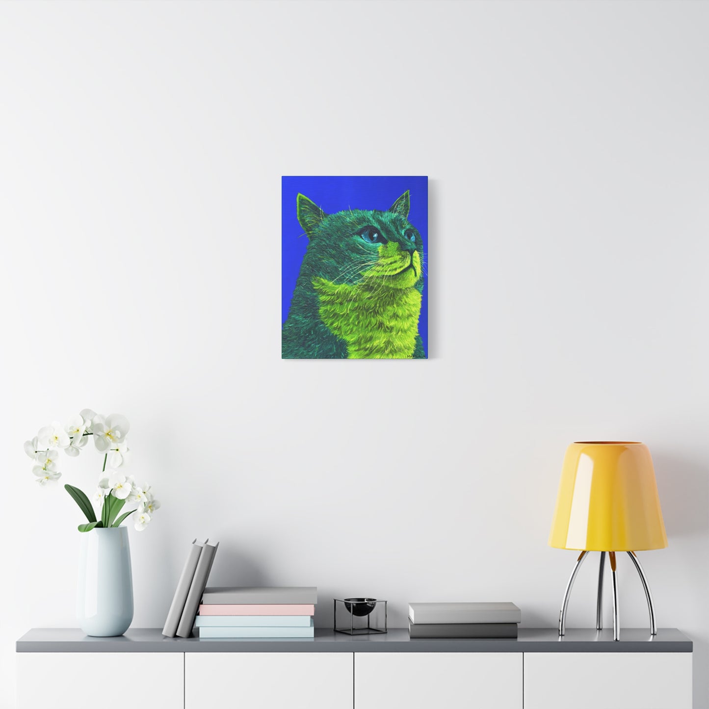 Green Tabby Cat Canvas Gallery Wrap