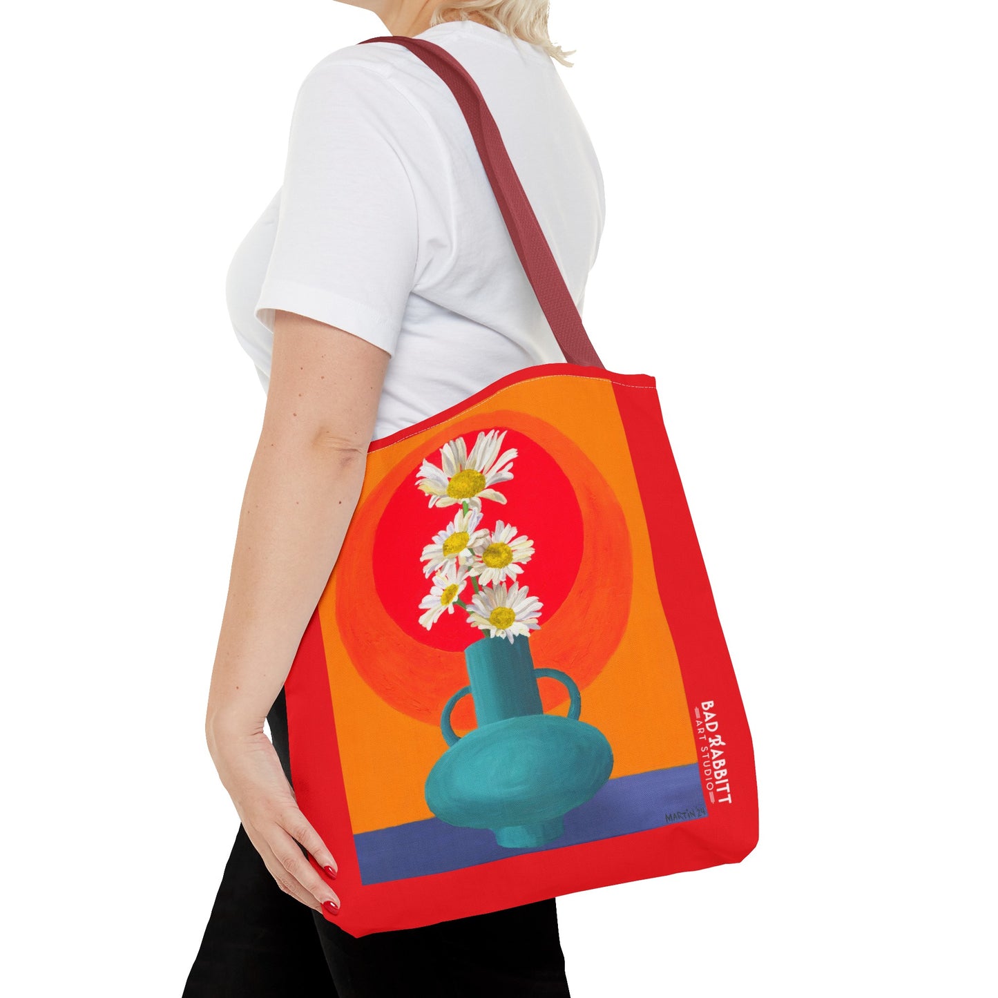 Wild Daisies in Teal Vase Tote Bag (AOP)