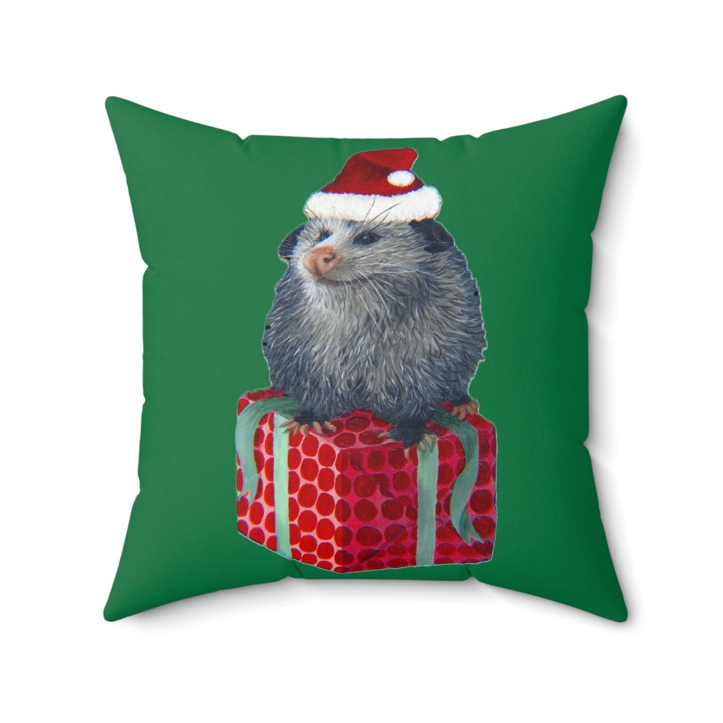 Christmas Opossum Spun Polyester Square Pillow