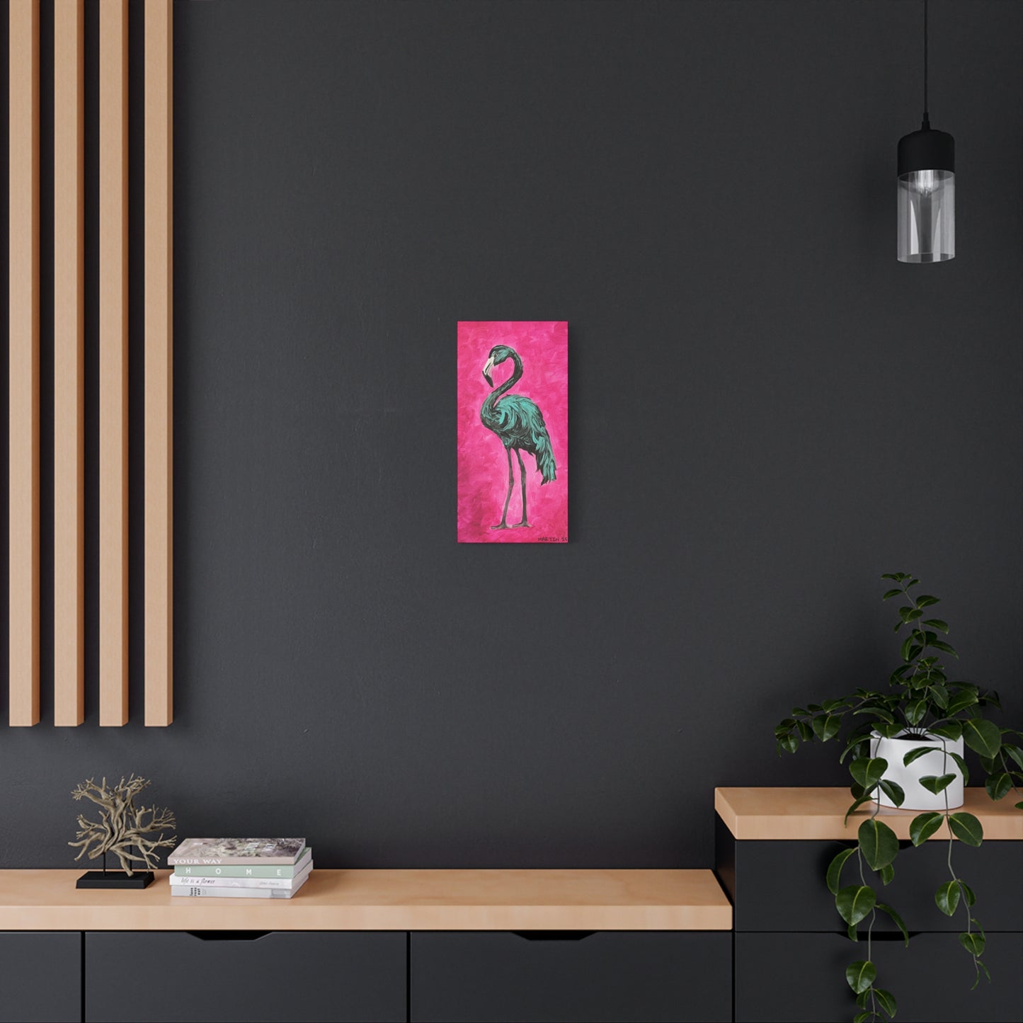 Jerry the Black Flamingo Matte Canvas, Stretched, 1.25"