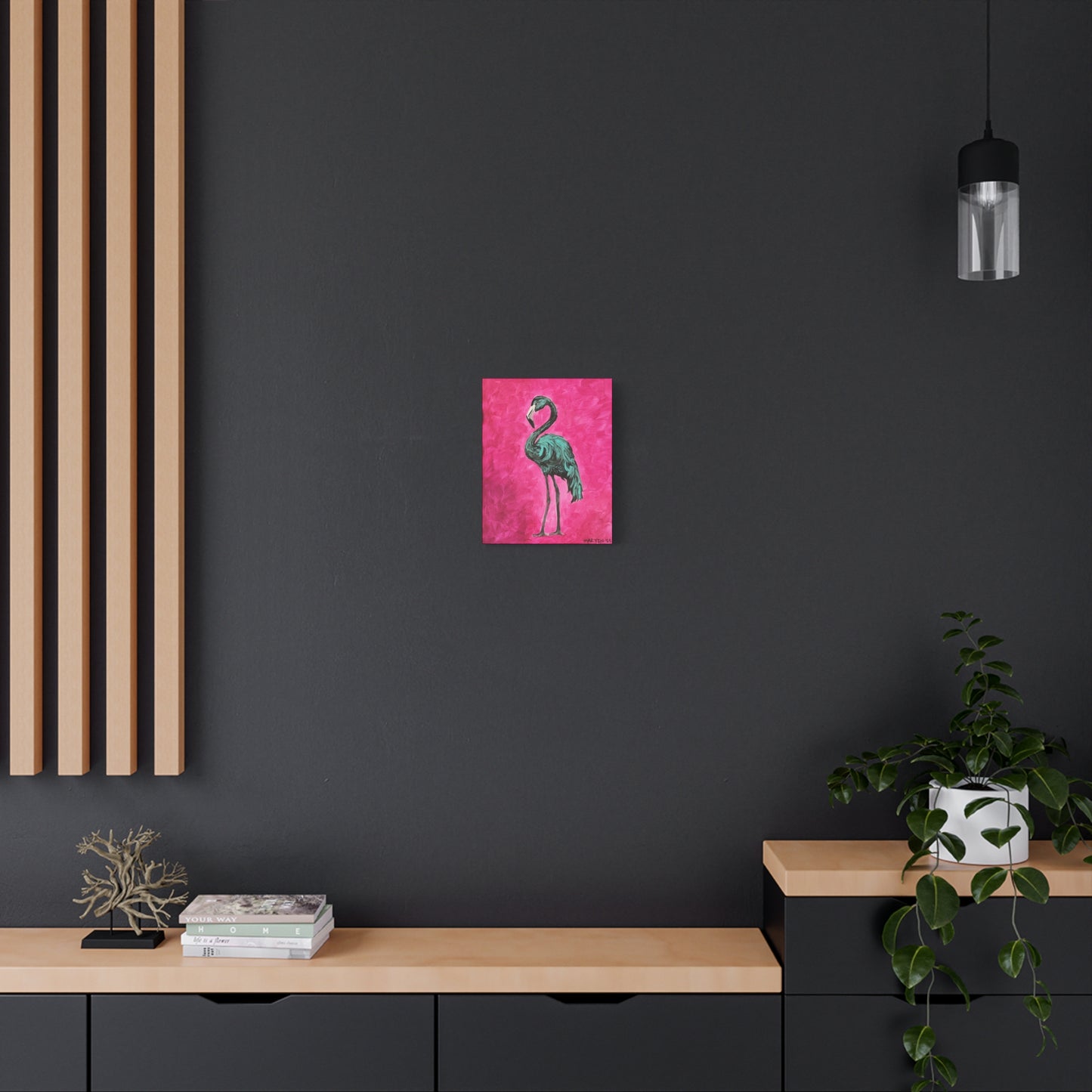 Jerry the Black Flamingo Matte Canvas, Stretched, 1.25"