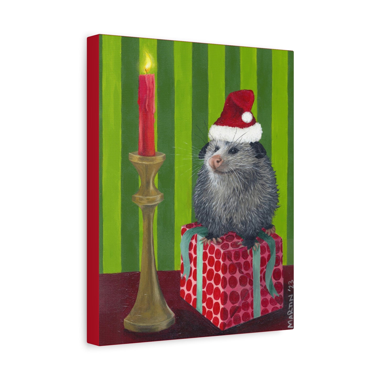 Christmas Opossum Canvas Gallery Wraps