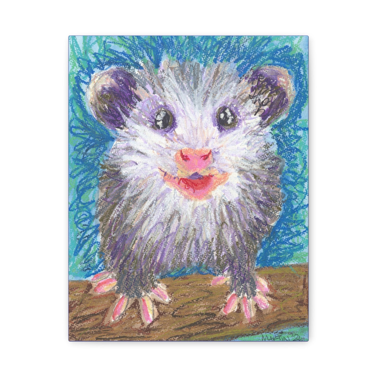 "Scribble Opossum" Matte Canvas, Stretched, 1.25"