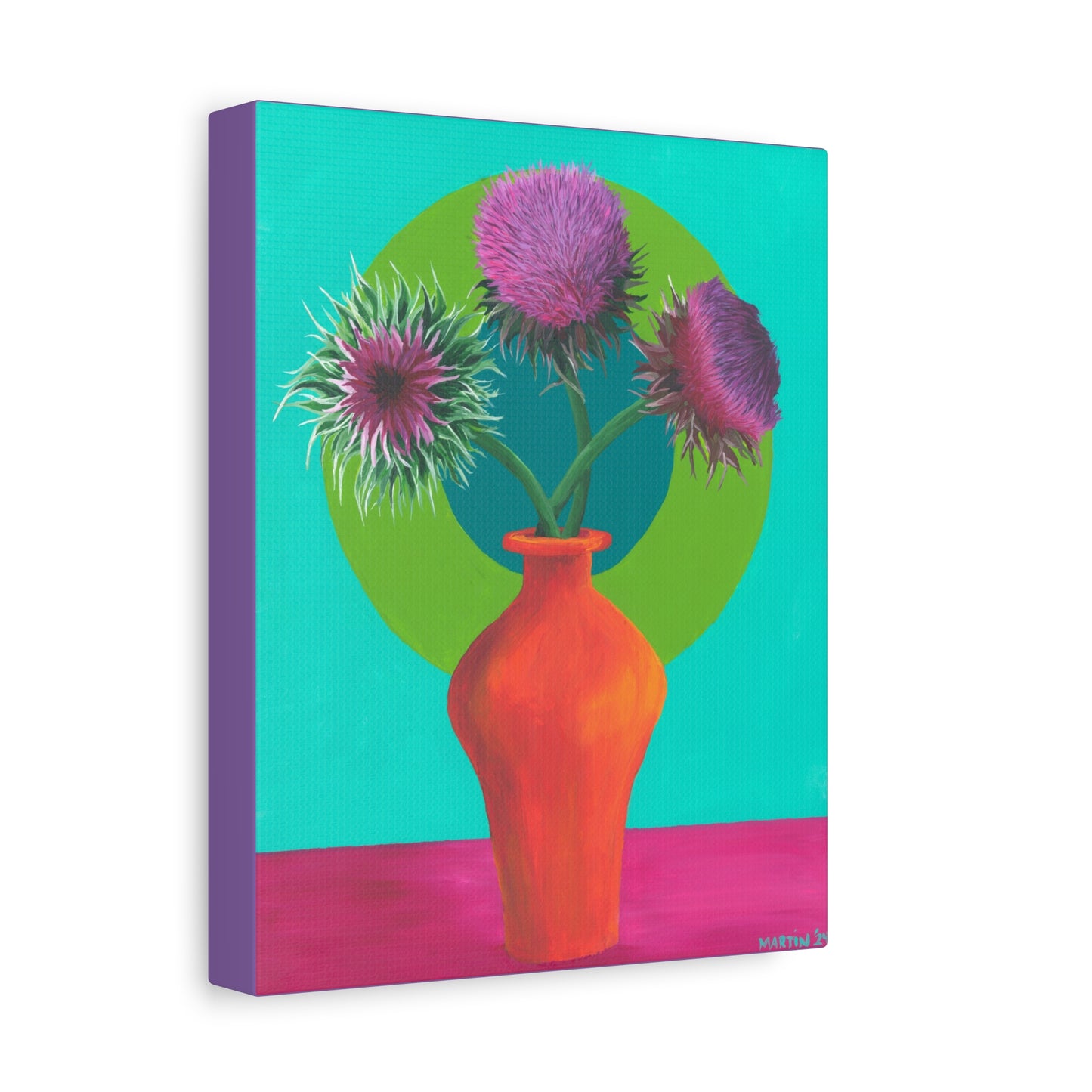 Thistle in Orange Vase Canvas Gallery Wrap