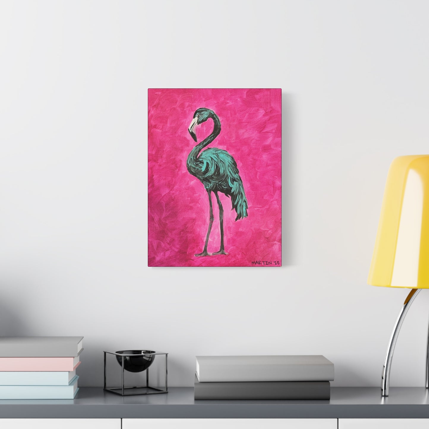 Jerry the Black Flamingo Matte Canvas, Stretched, 1.25"