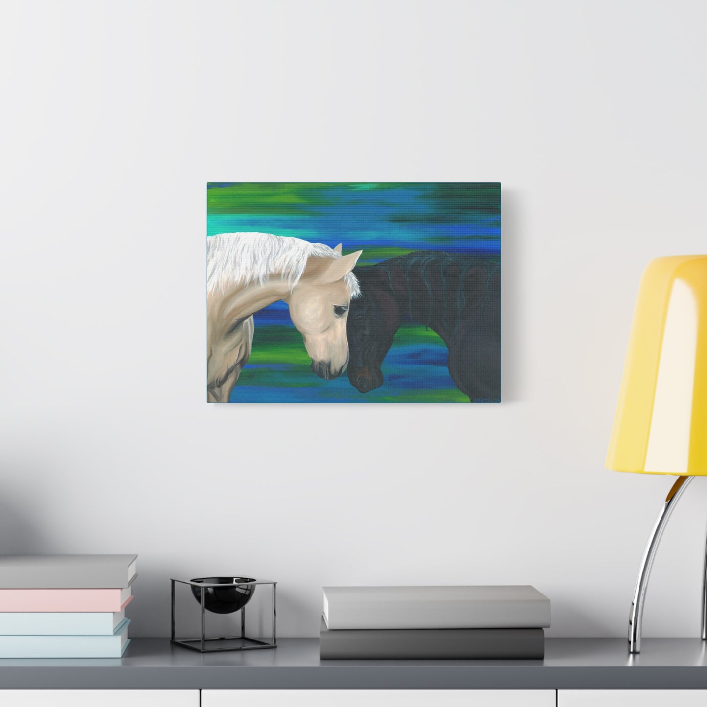 Black and White Horses Canvas Gallery Wrap