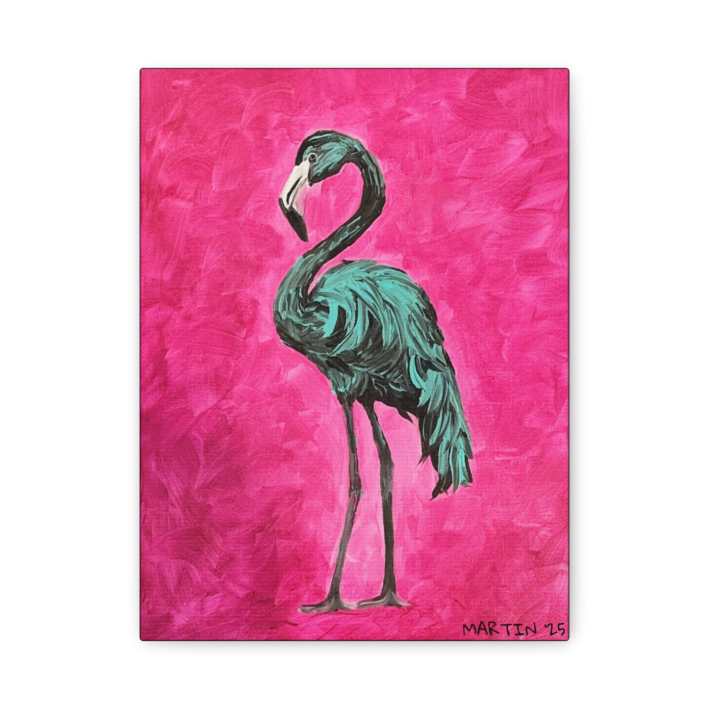 Jerry the Black Flamingo Matte Canvas, Stretched, 1.25"