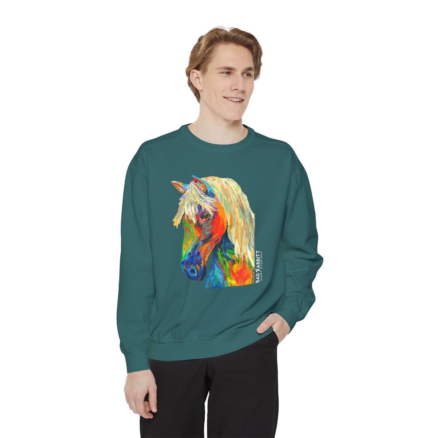 Rainbow Horse Unisex Garment-Dyed Sweatshirt