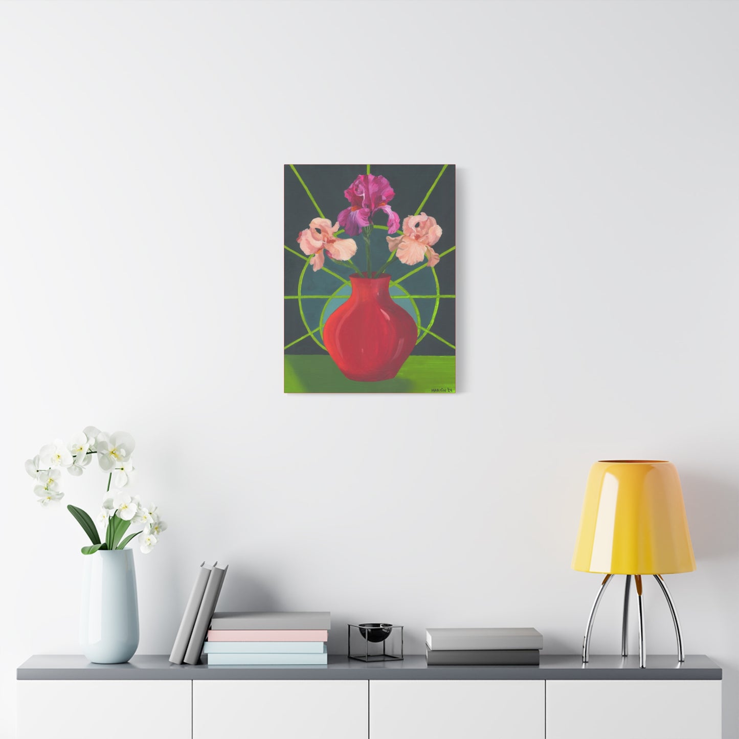 Three Pink Iris Canvas Gallery Wrap