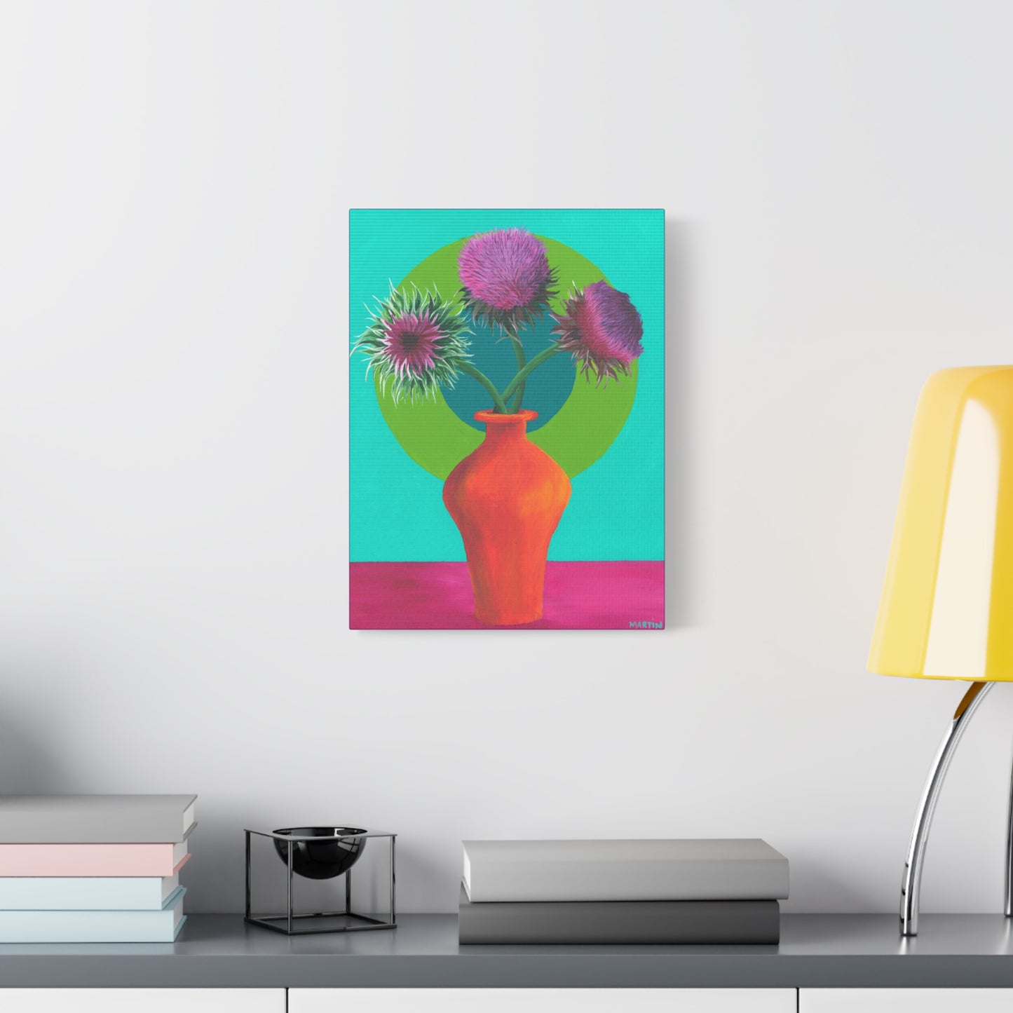 Thistle in Orange Vase Canvas Gallery Wrap