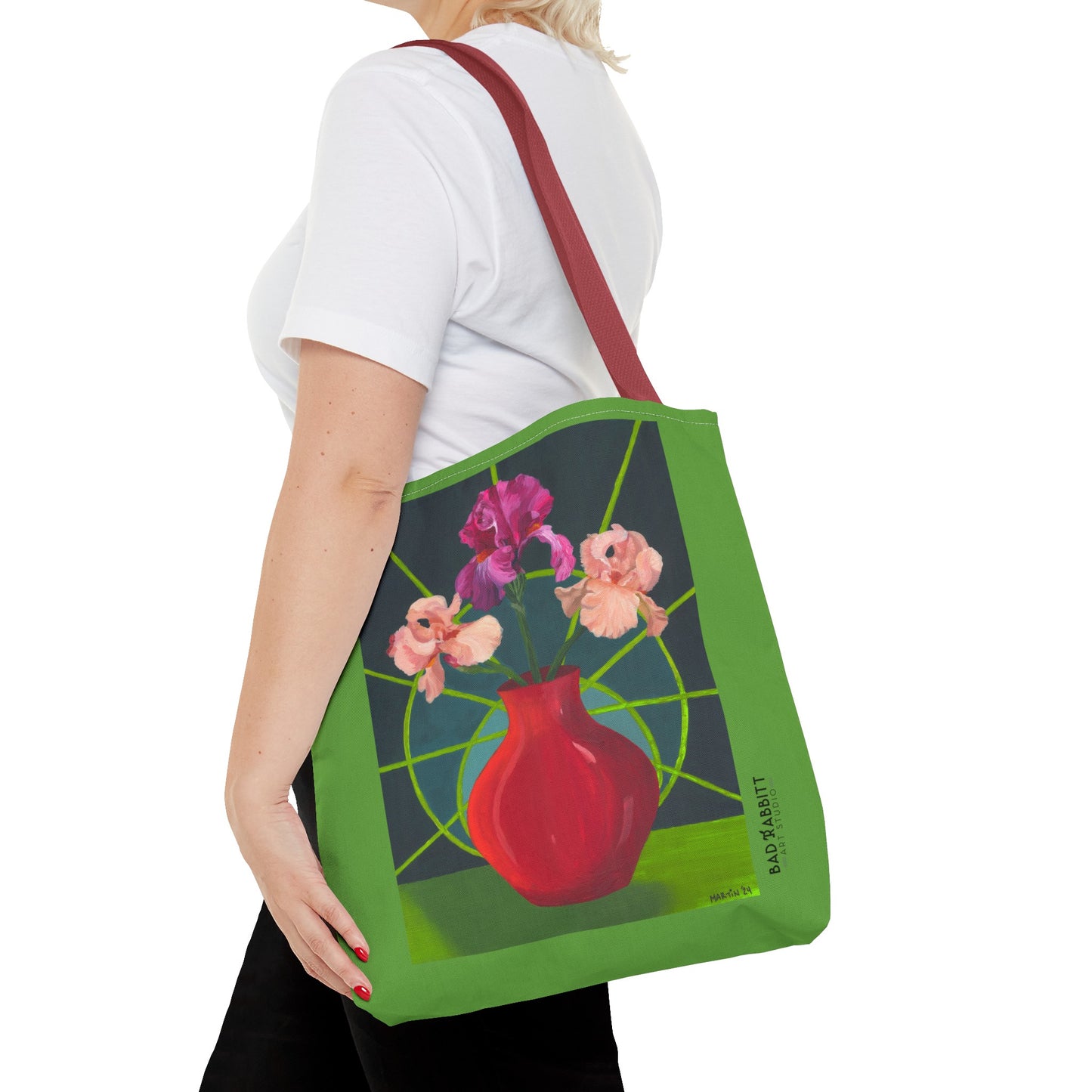 Three Pink Irises Tote Bag (AOP)