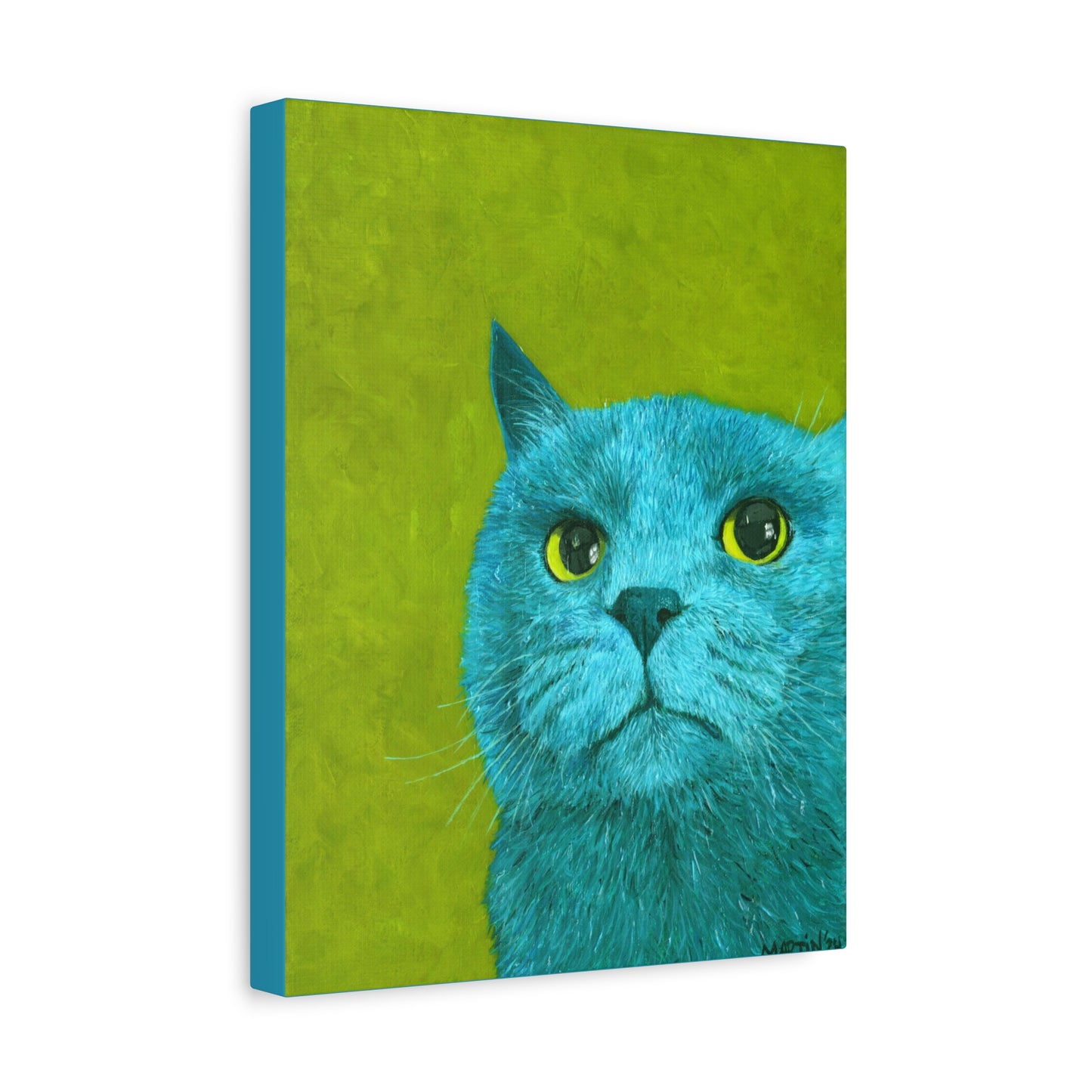 Teal Judgmental Kitty Canvas Gallery Wrap