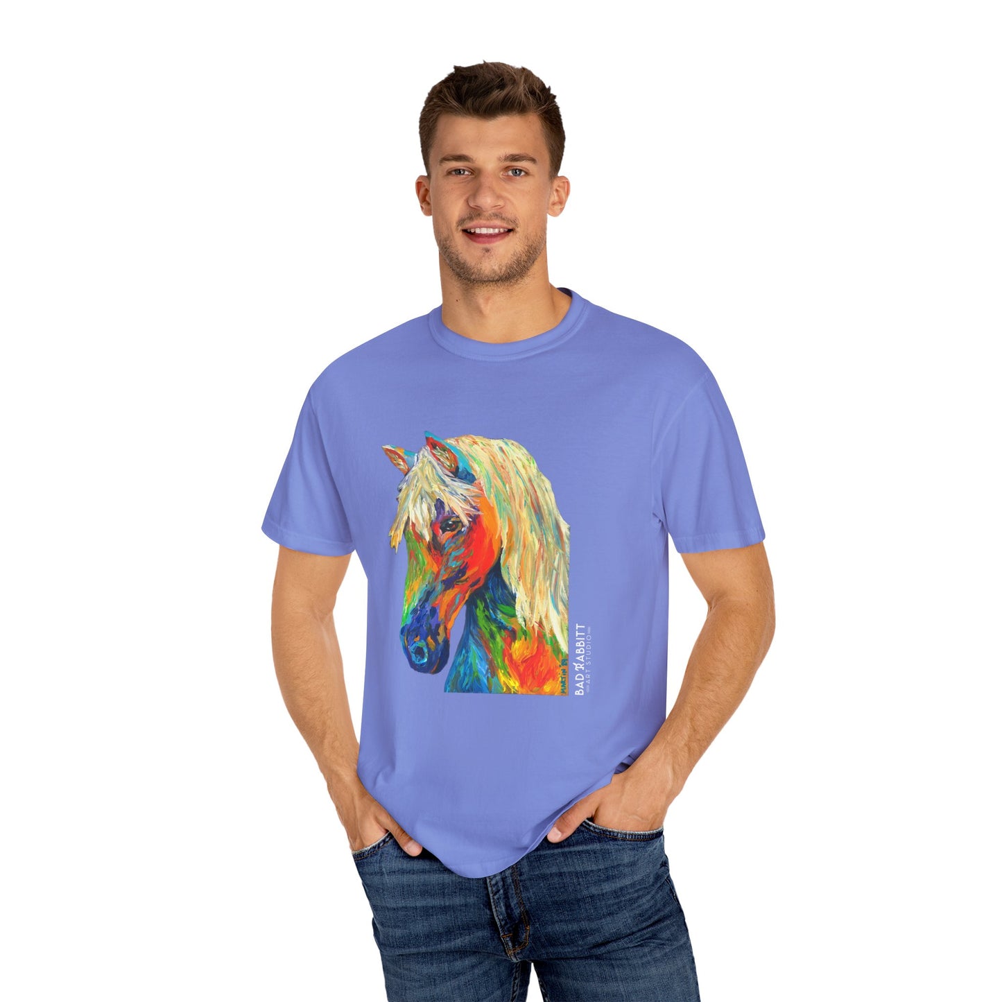 Rainbow Horse Unisex Garment-Dyed T-shirt