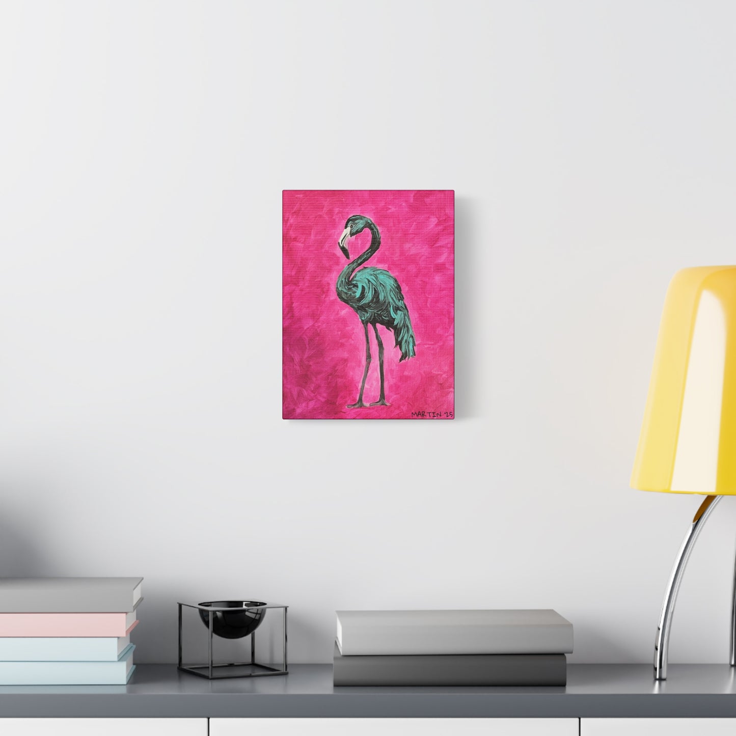 Jerry the Black Flamingo Matte Canvas, Stretched, 1.25"