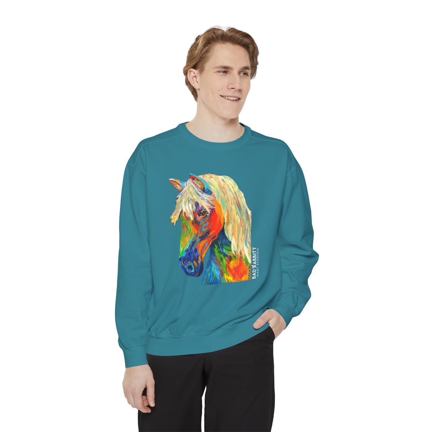 Rainbow Horse Unisex Garment-Dyed Sweatshirt