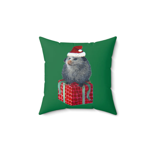 Christmas Opossum Spun Polyester Square Pillow