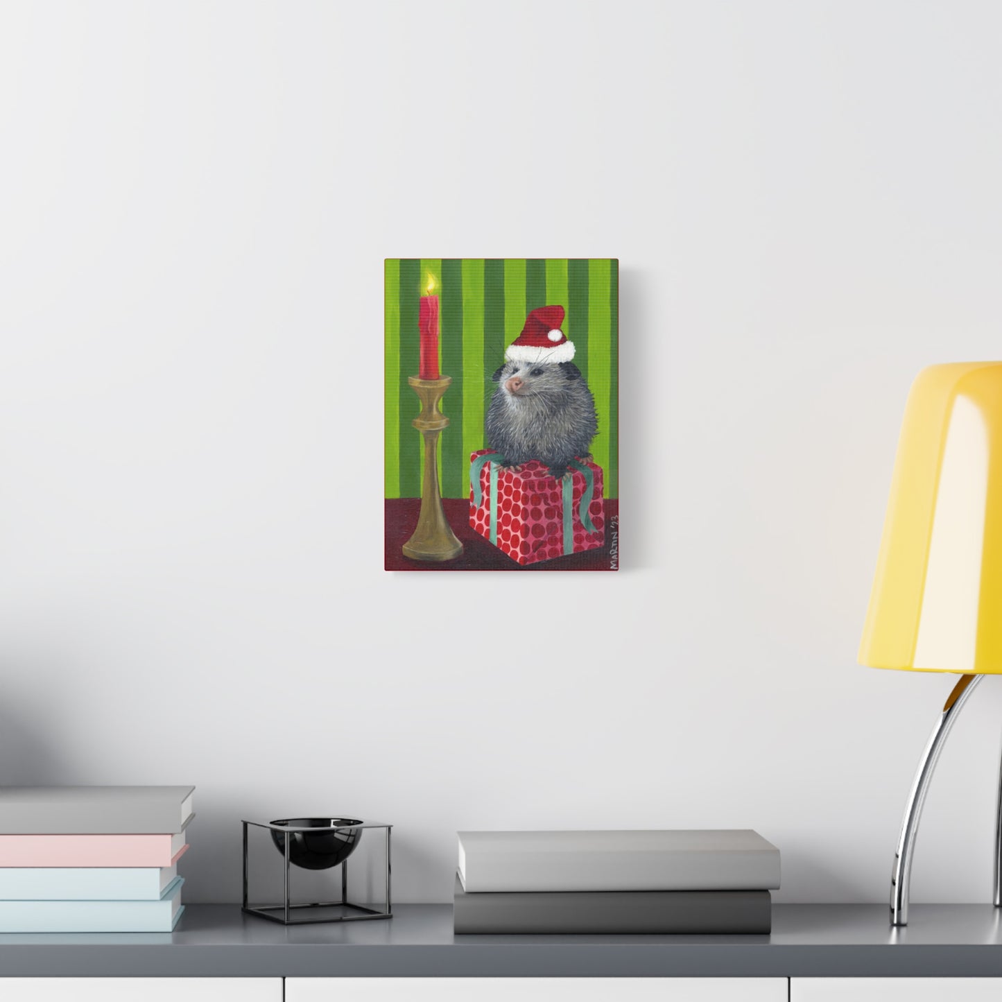 Christmas Opossum Canvas Gallery Wraps