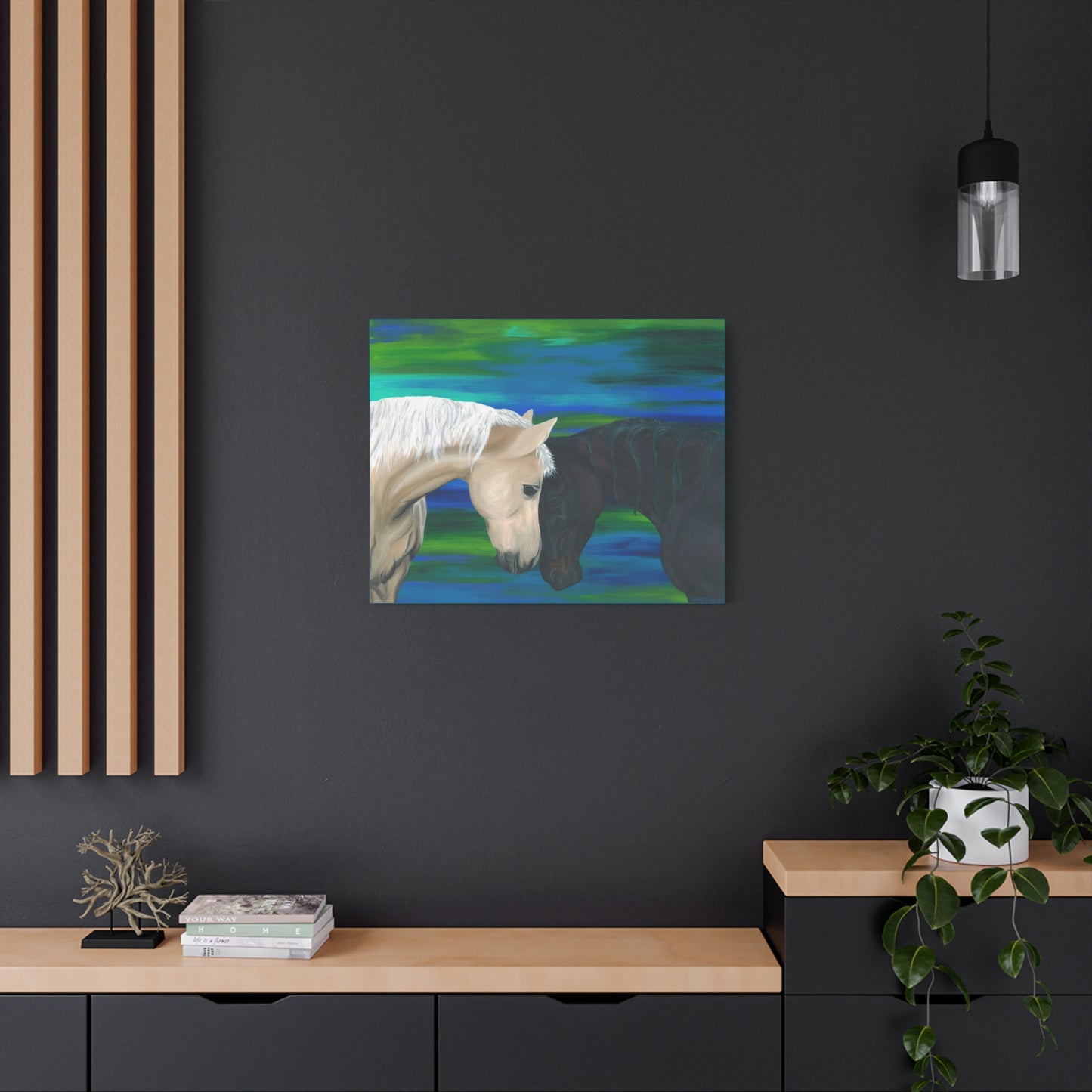 Black and White Horses Canvas Gallery Wrap