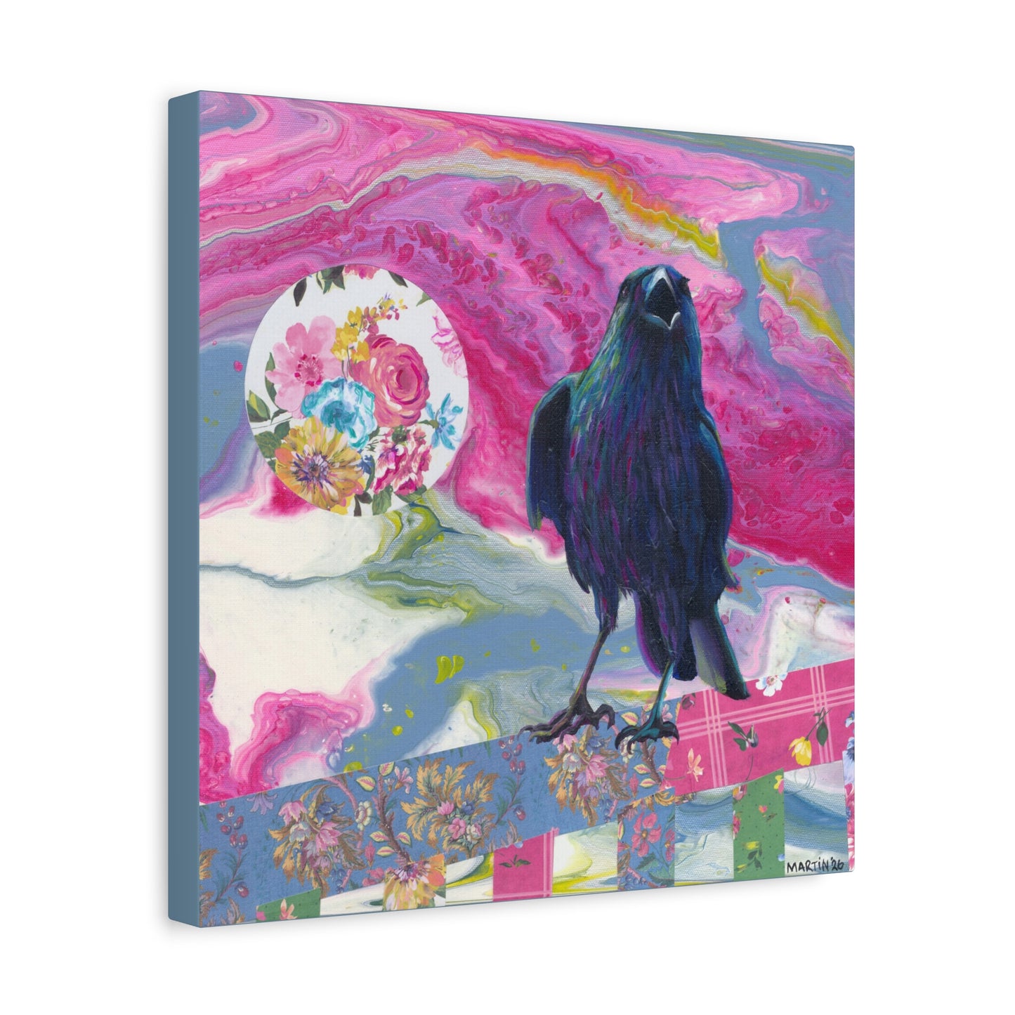 "Pink Crow" Matte Canvas, Stretched, 1.25"