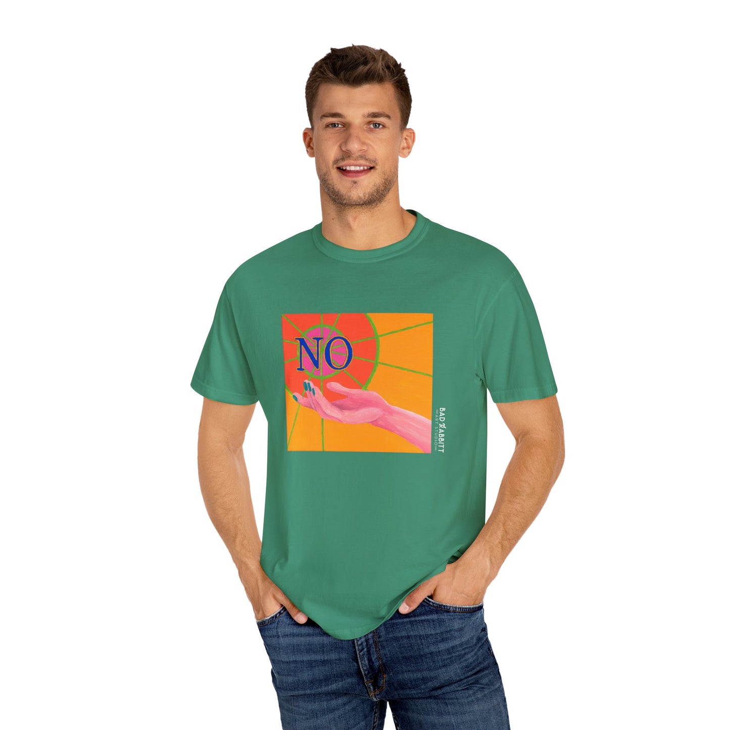 "NO" Hand Unisex Garment-Dyed T-shirt