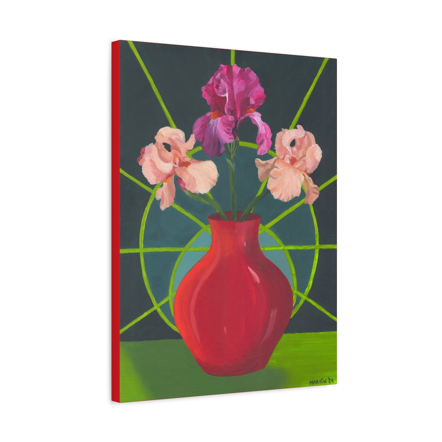 Three Pink Iris Canvas Gallery Wrap