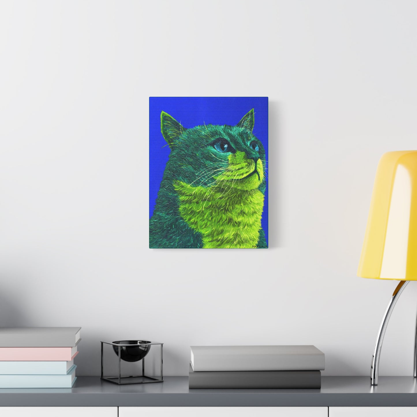Green Tabby Cat Canvas Gallery Wrap