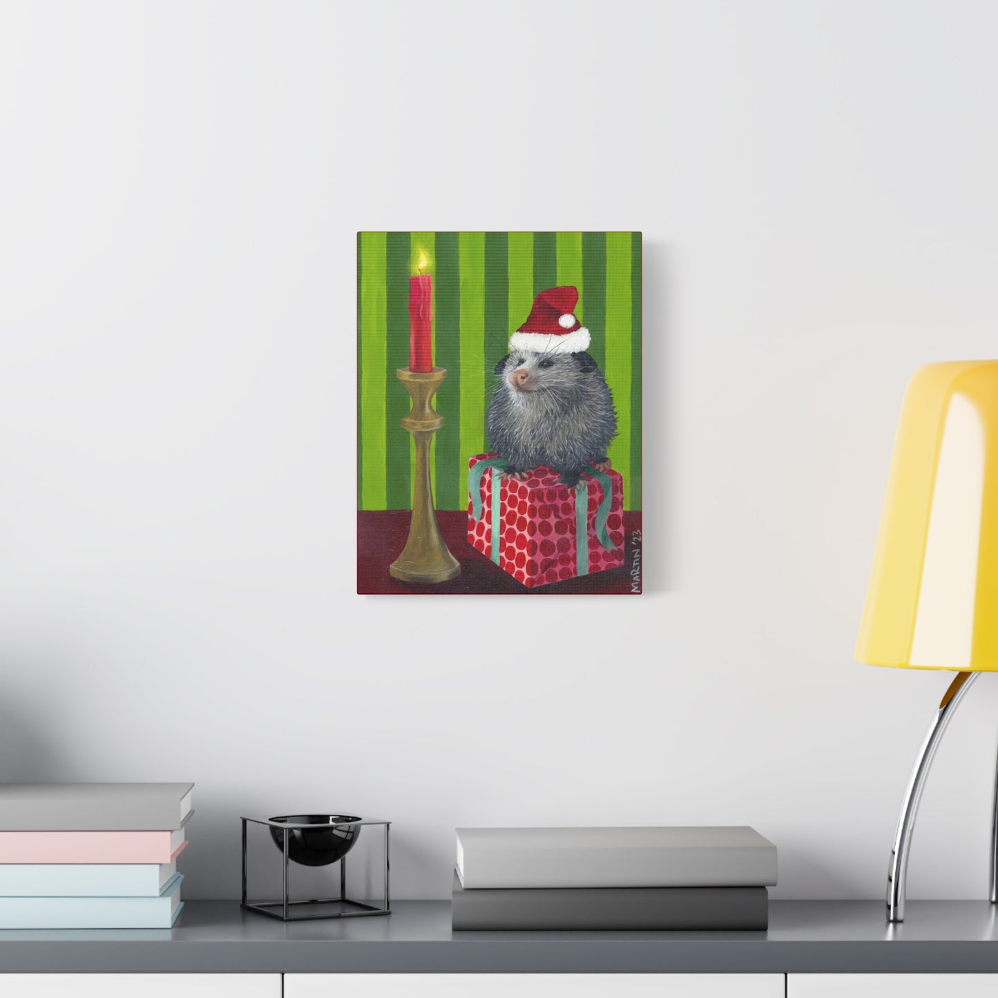 Christmas Opossum Canvas Gallery Wraps