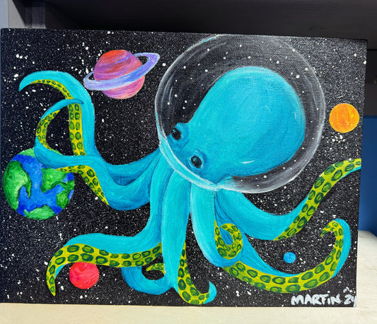 Octopus in Space print. Free shipping in the U.S.