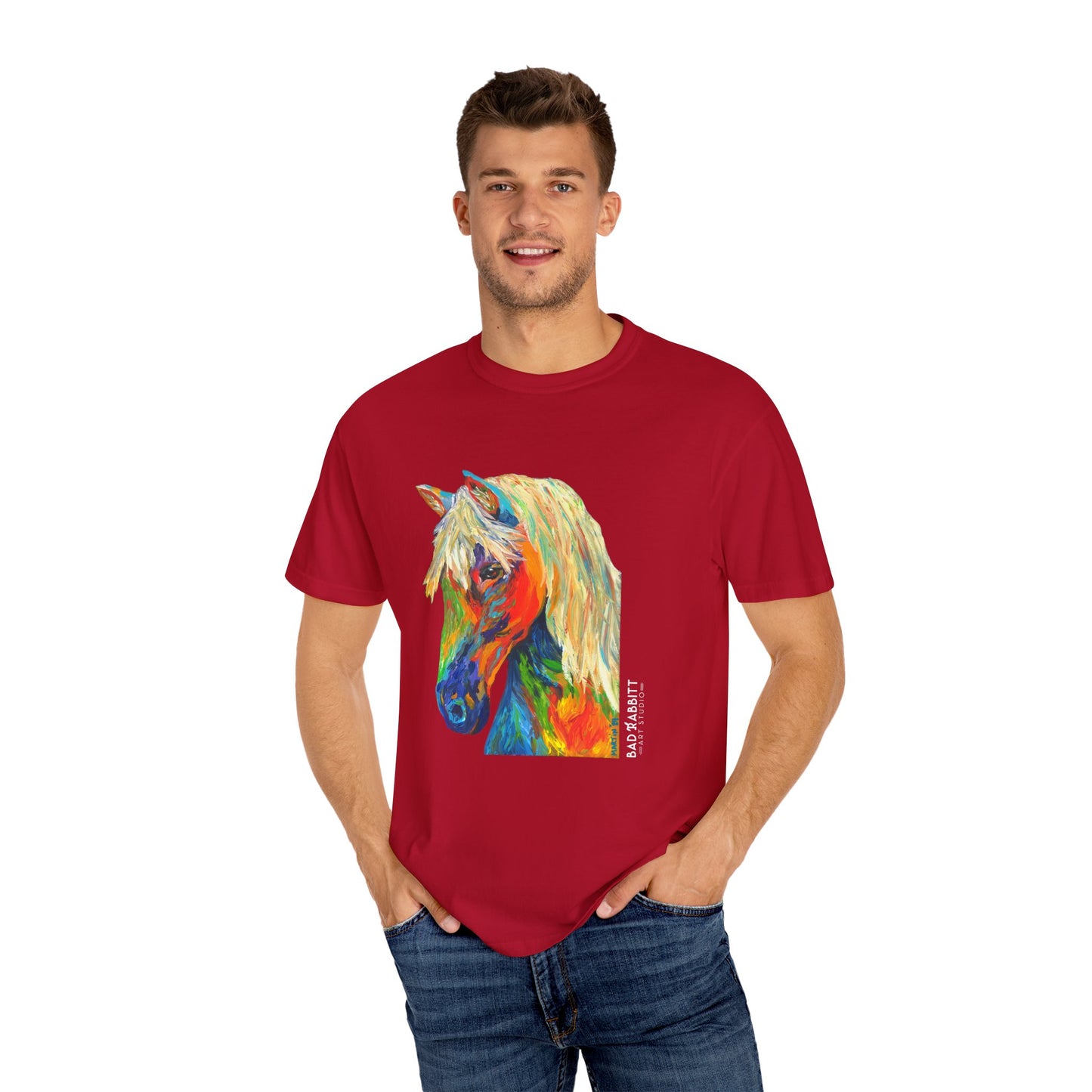 Rainbow Horse Unisex Garment-Dyed T-shirt