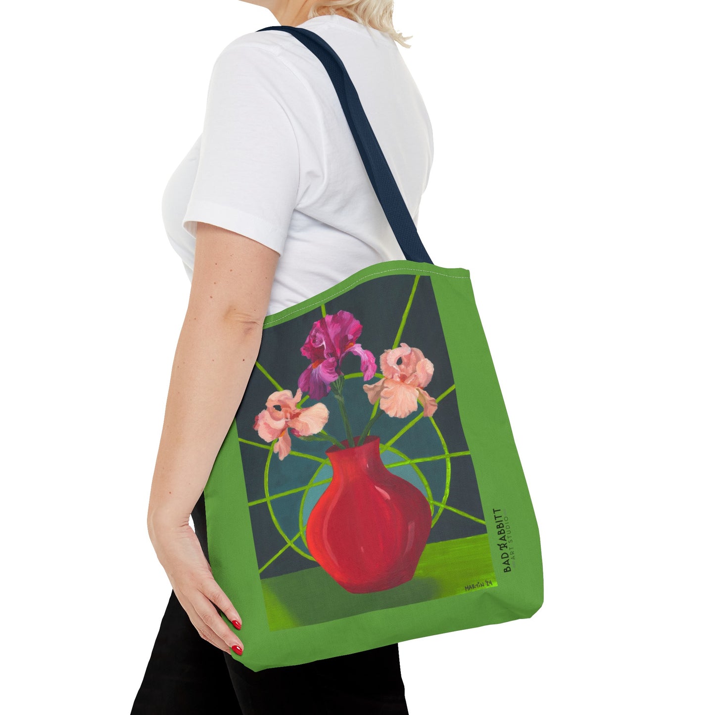 Three Pink Irises Tote Bag (AOP)