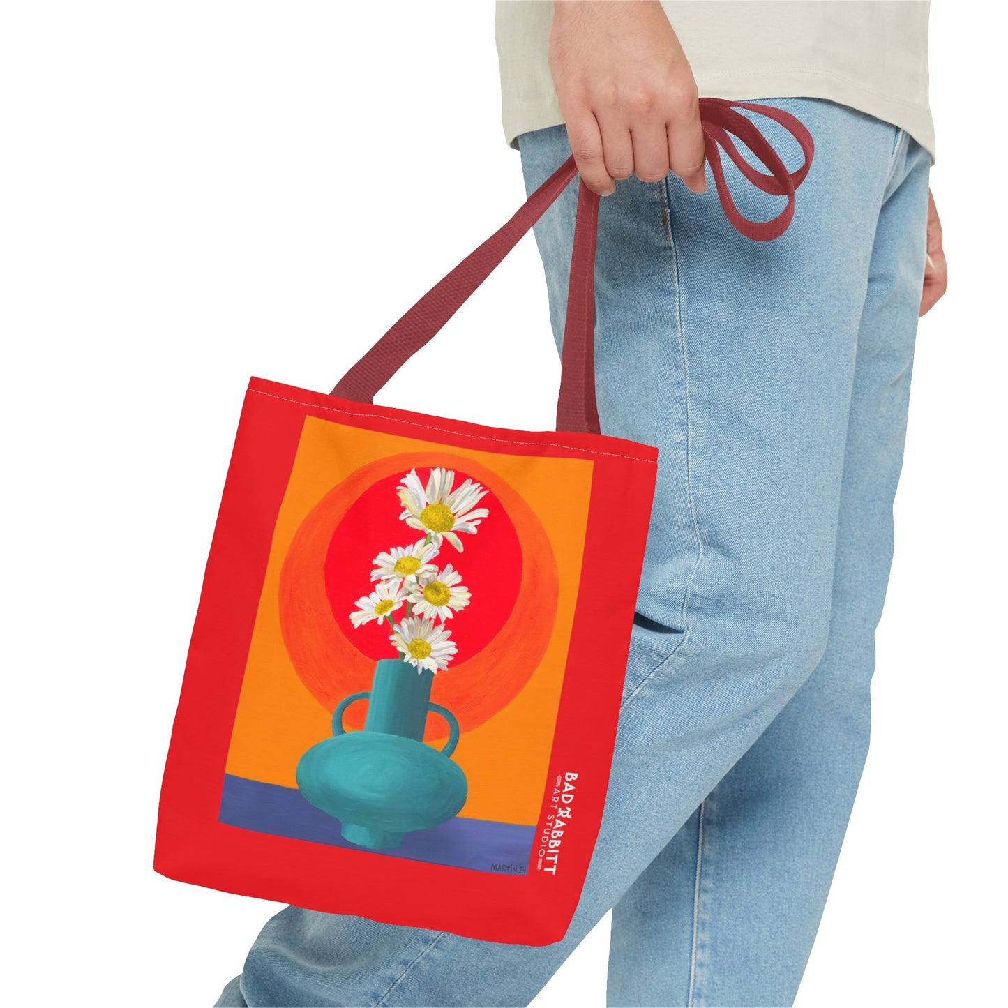 Wild Daisies in Teal Vase Tote Bag (AOP)