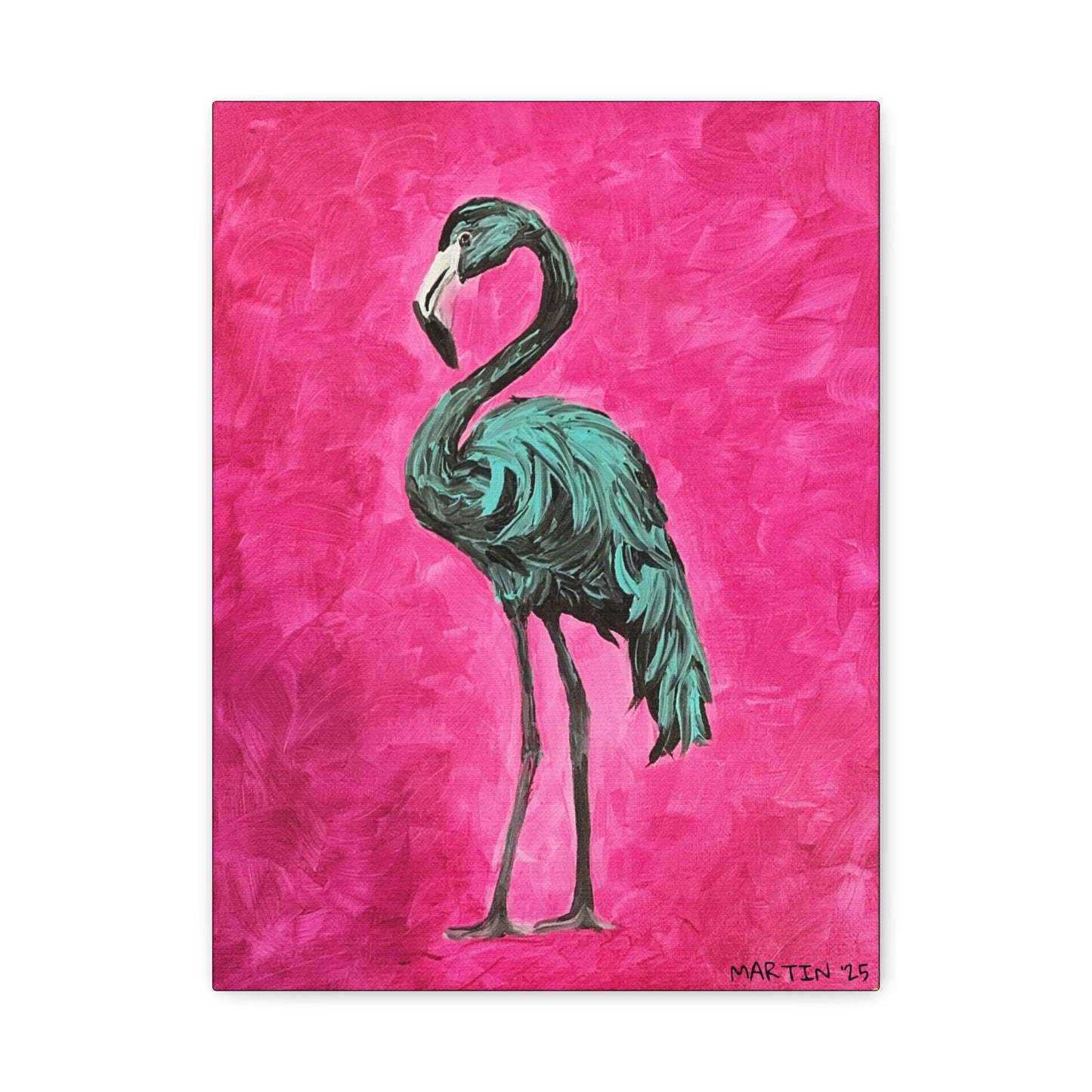 Jerry the Black Flamingo Matte Canvas, Stretched, 1.25"