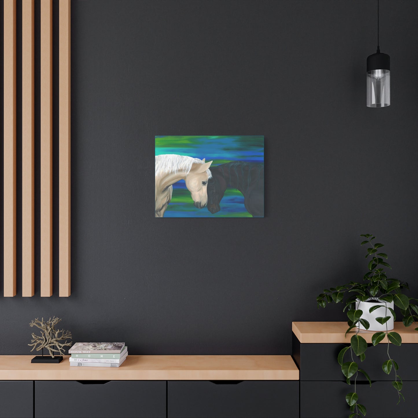 Black and White Horses Canvas Gallery Wrap
