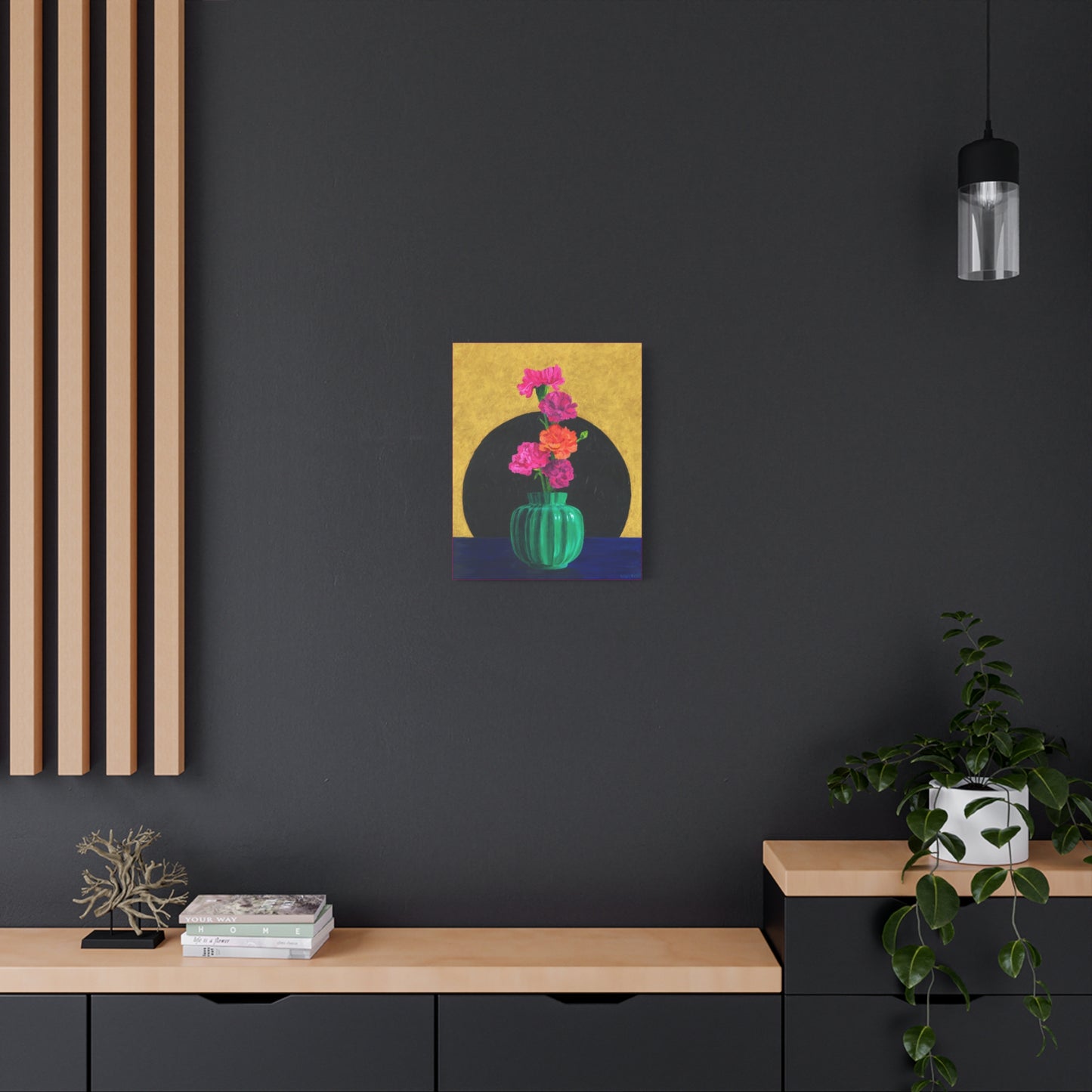 Carnations in Green Vase Canvas Gallery Wrap