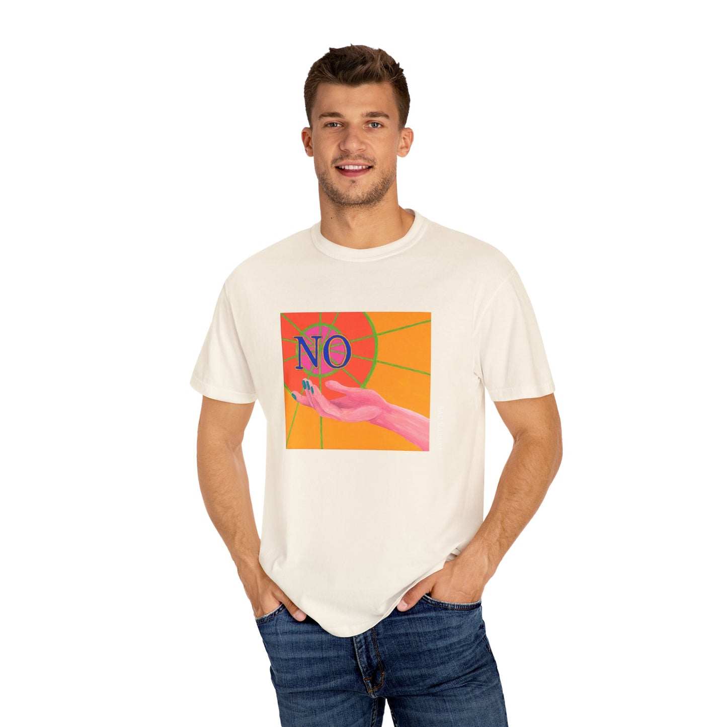 "NO" Hand Unisex Garment-Dyed T-shirt