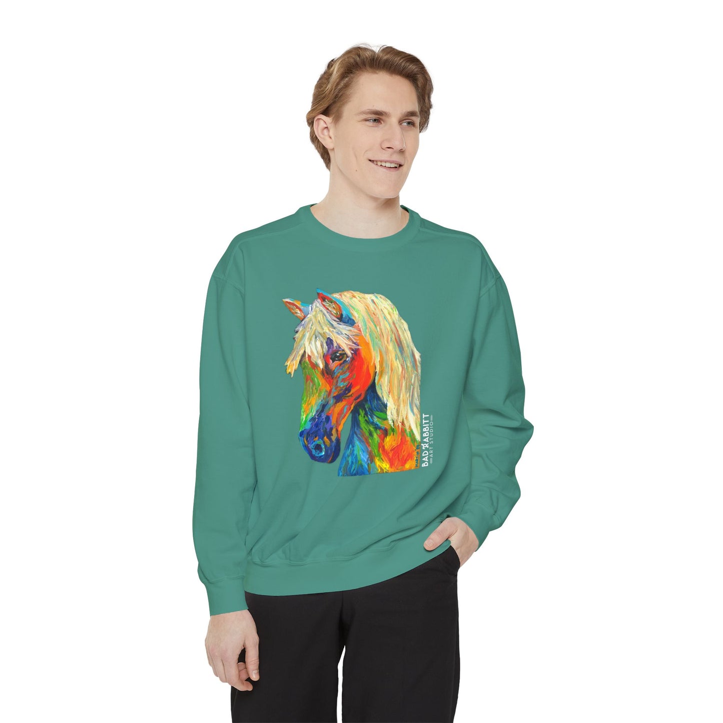 Rainbow Horse Unisex Garment-Dyed Sweatshirt