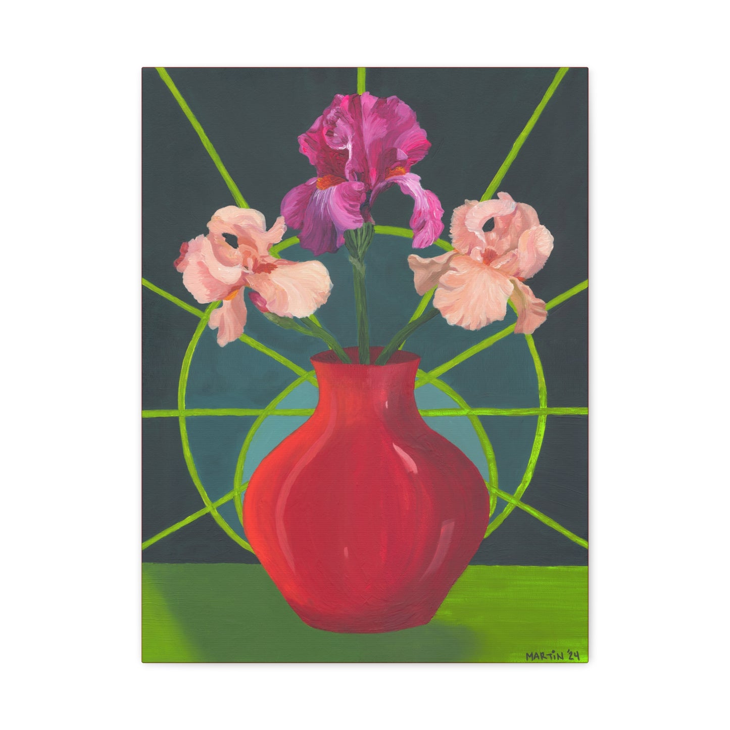 Three Pink Iris Canvas Gallery Wrap