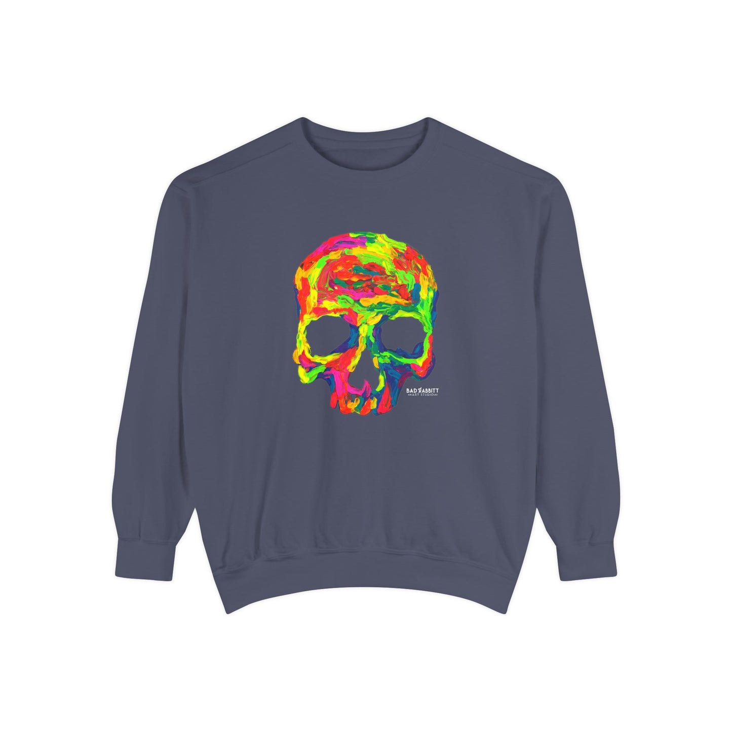 Rainbow Globby Skull Unisex Garment-Dyed Sweatshirt