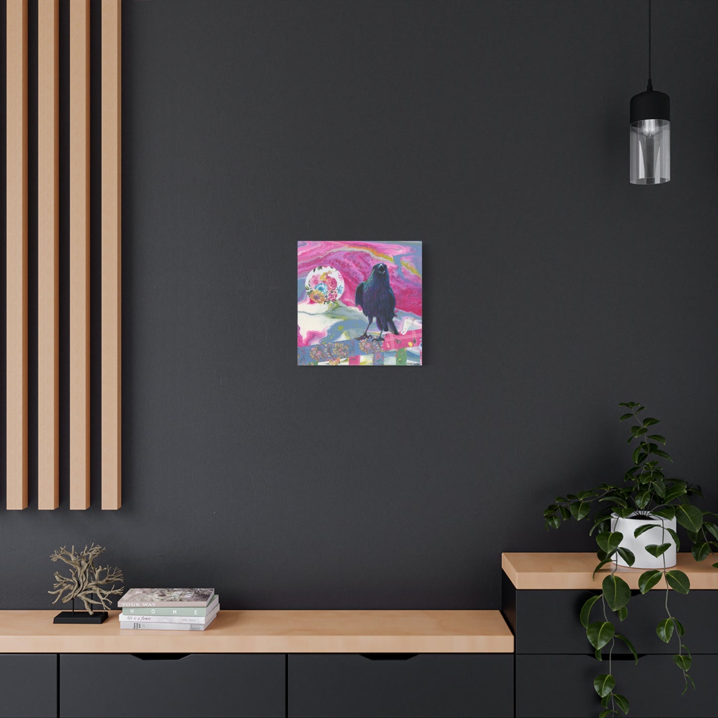"Pink Crow" Matte Canvas, Stretched, 1.25"