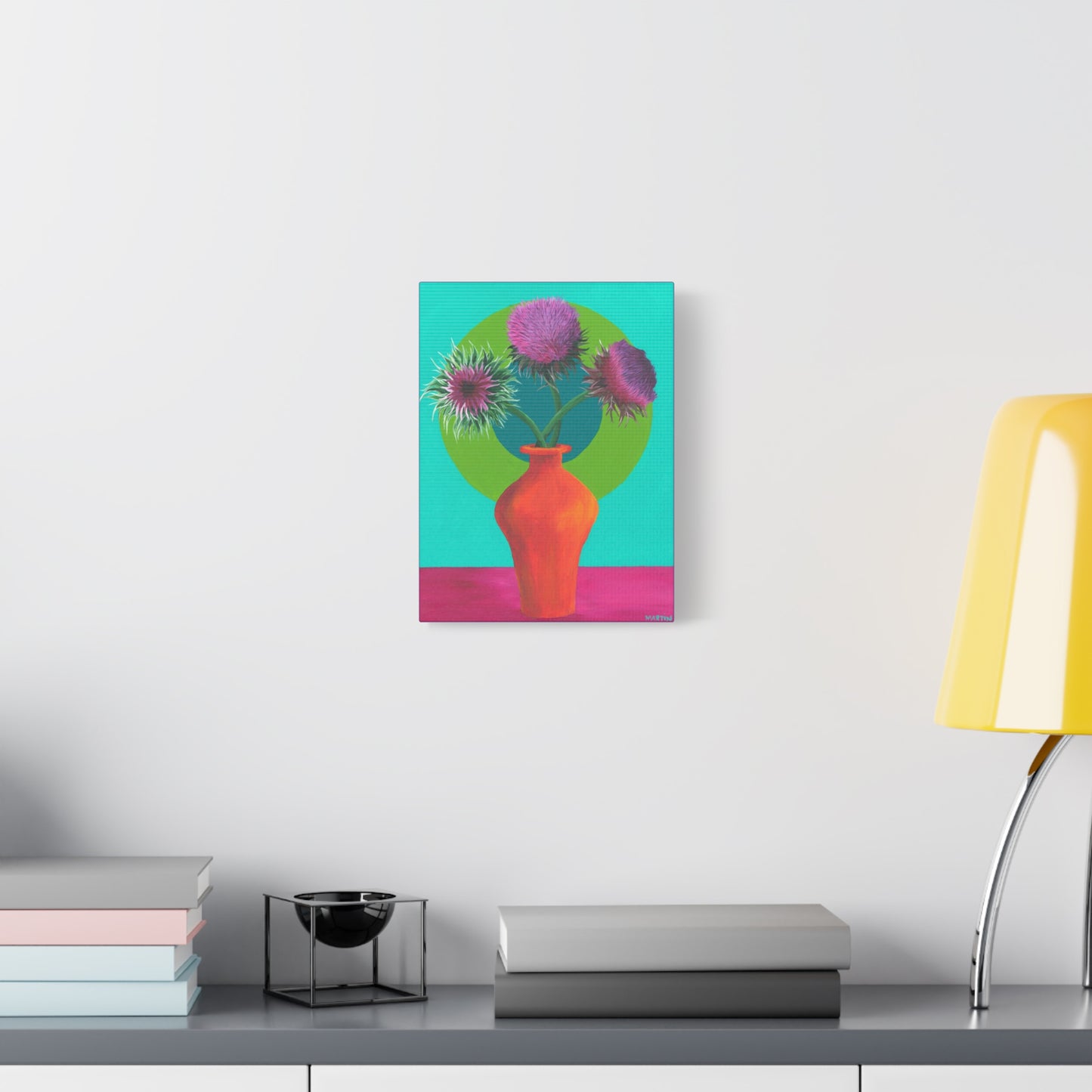 Thistle in Orange Vase Canvas Gallery Wrap