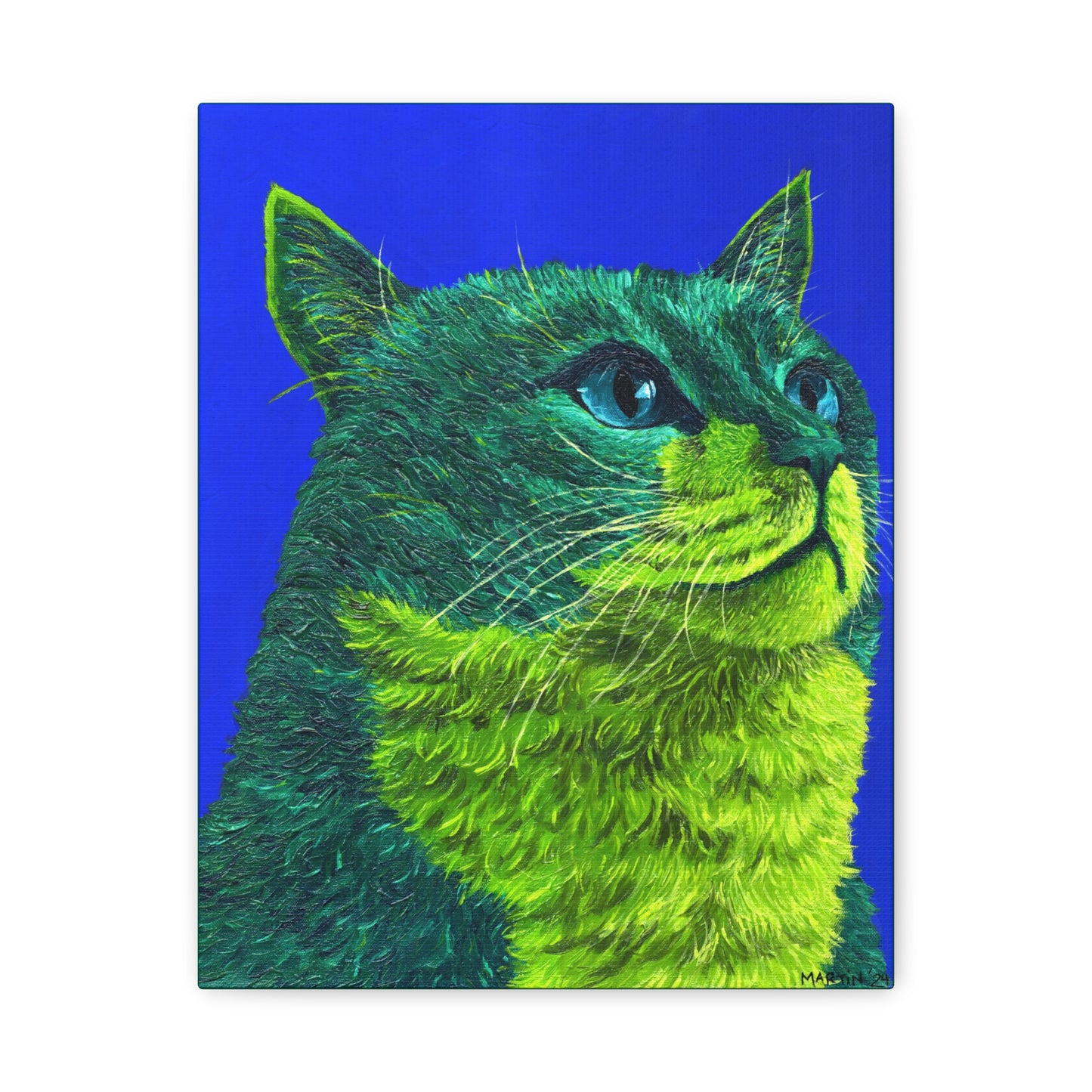 Green Tabby Cat Canvas Gallery Wrap