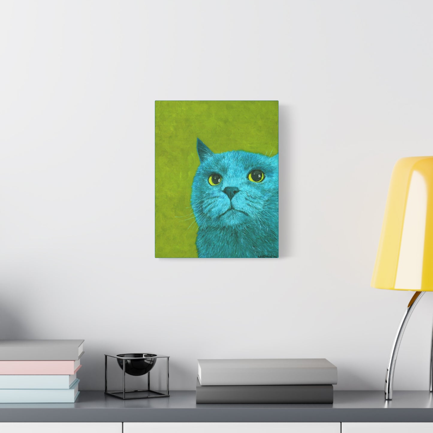 Teal Judgmental Kitty Canvas Gallery Wrap