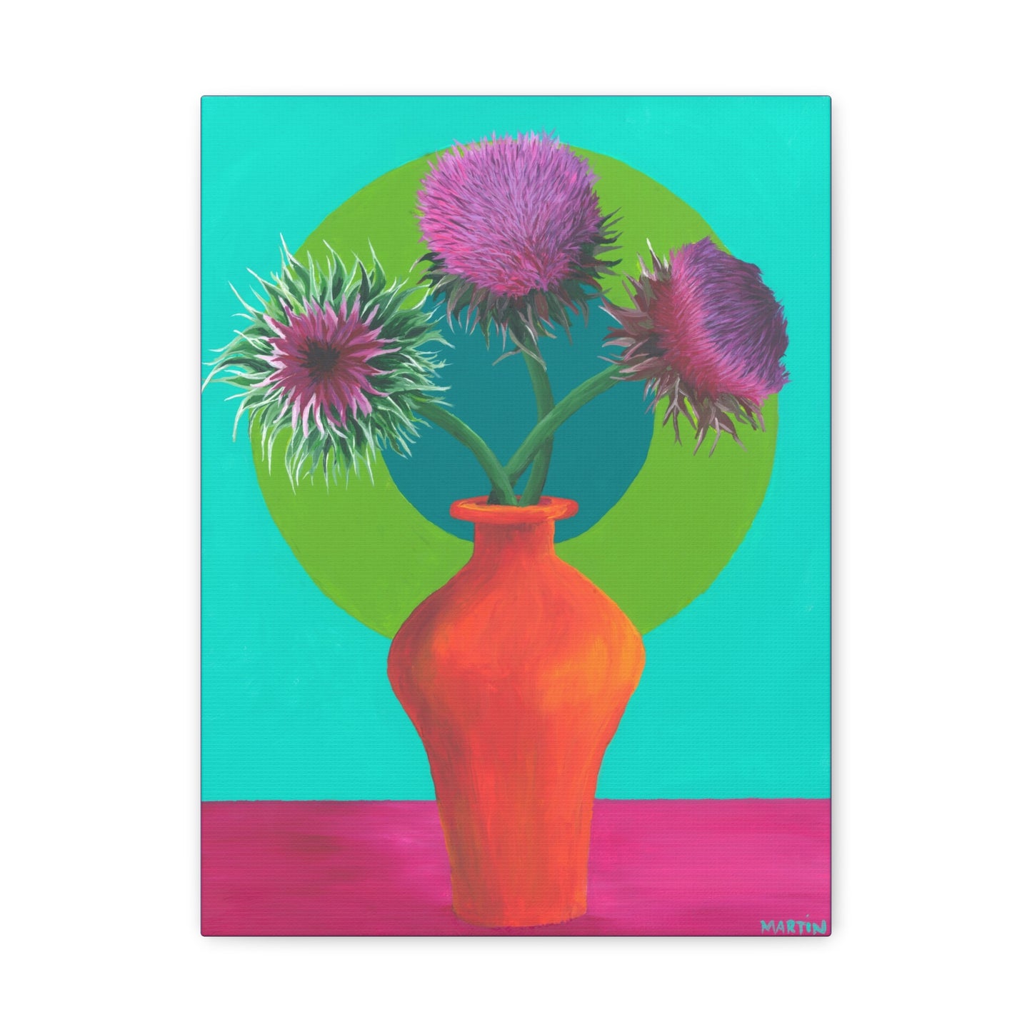 Thistle in Orange Vase Canvas Gallery Wrap