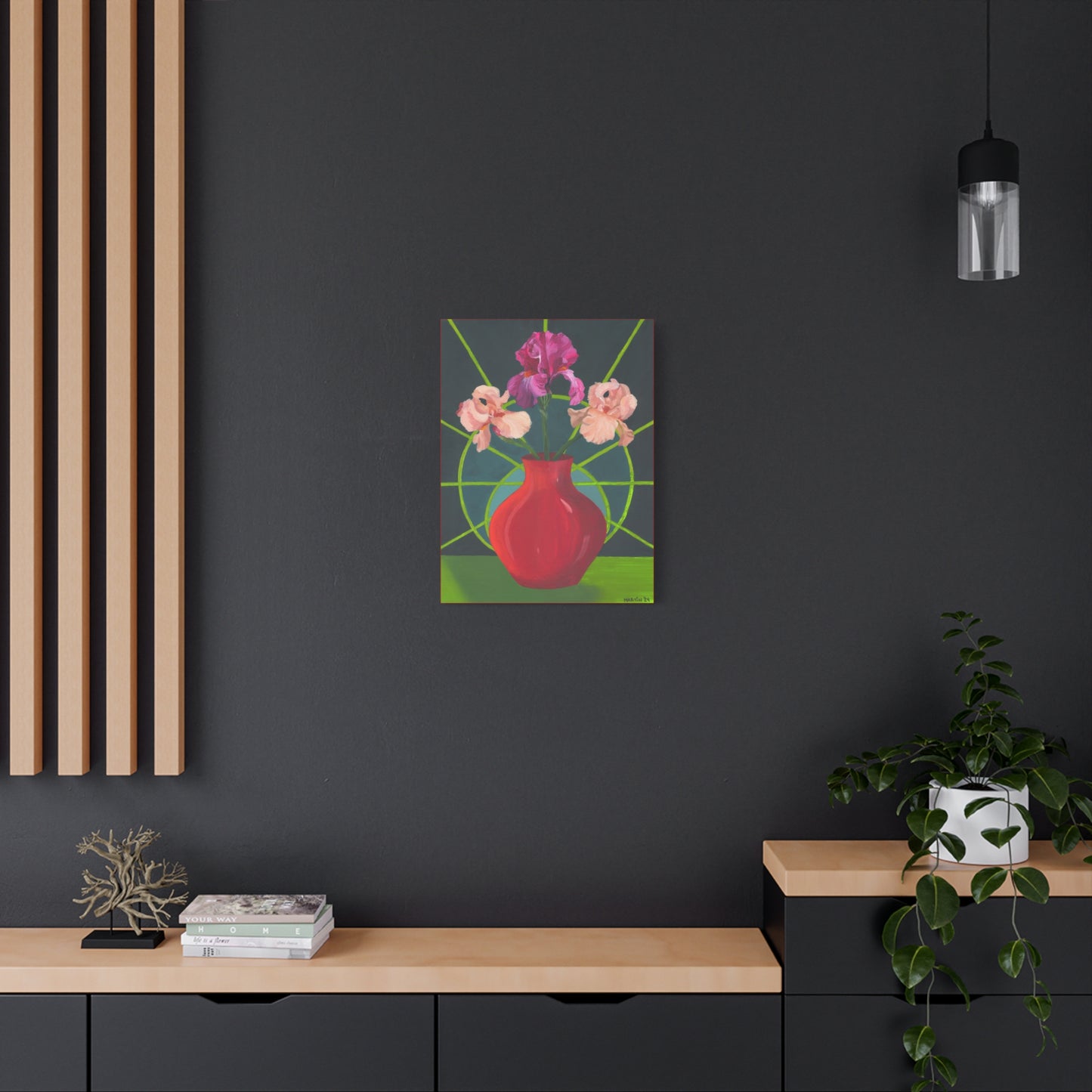 Three Pink Iris Canvas Gallery Wrap