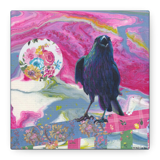 "Pink Crow" Matte Canvas, Stretched, 1.25"