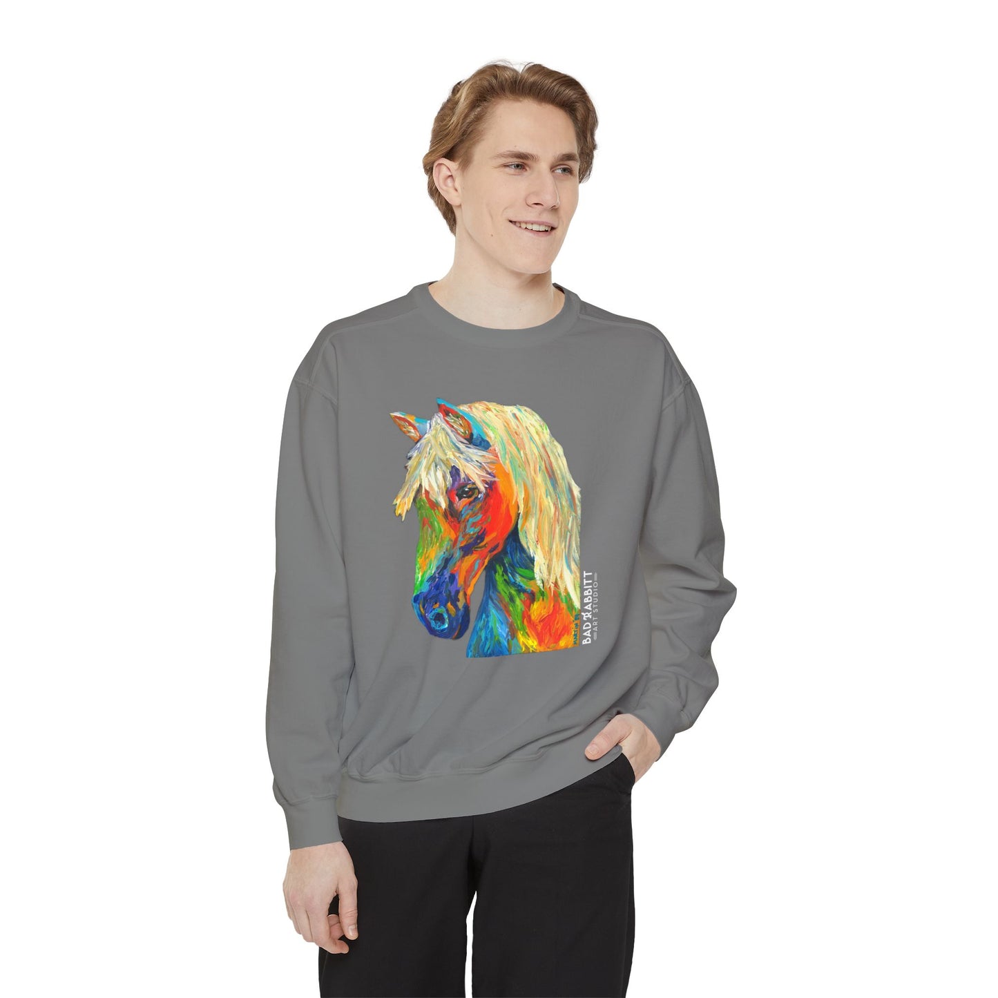 Rainbow Horse Unisex Garment-Dyed Sweatshirt