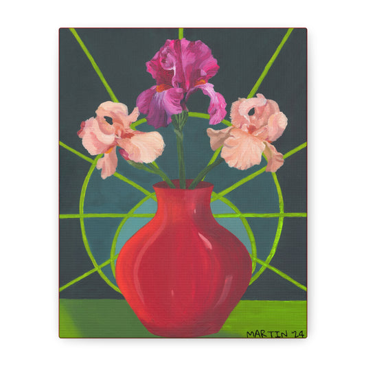 Three Pink Iris Canvas Gallery Wrap